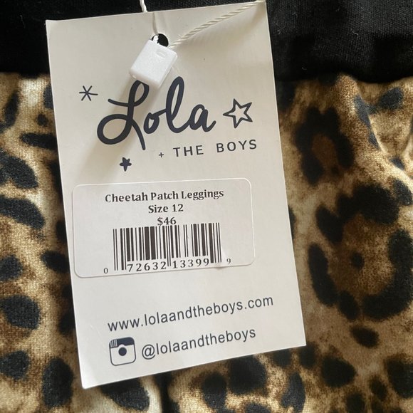 Lola & The Boys  CHEETAH PATCH LEGGINGS - Sz 12 - Picture 2 of 5